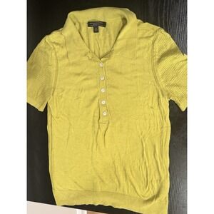 Banana Republic  Button-up Shirt Cotton/Silk Blend Neon Green/Yellow Women's S